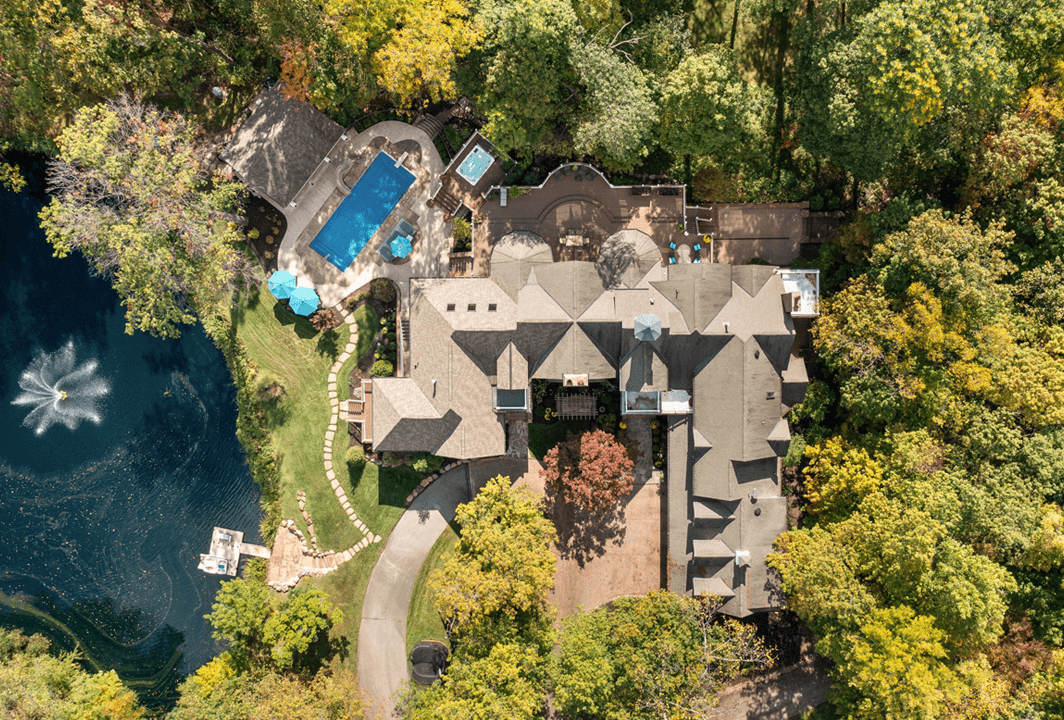 aerial view of sprawling luxury real estate in carmel indiana